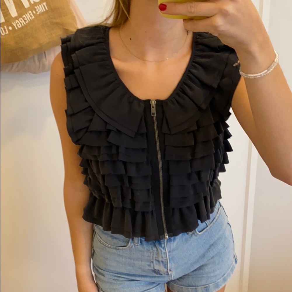 Silk Ruffle Blouse Tank